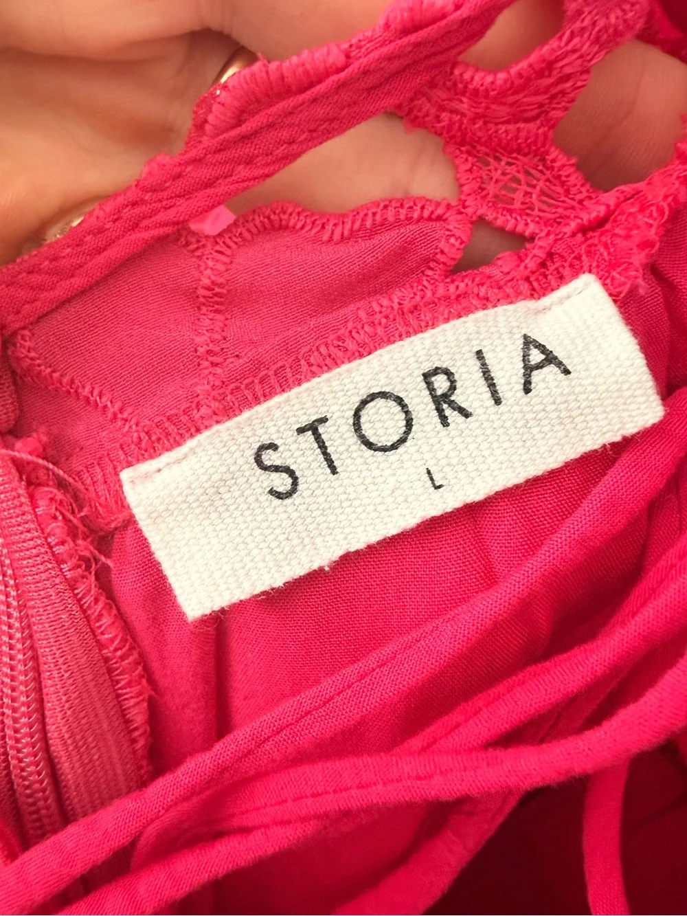 Storia | Hot Pink Floral Lace Mini Dress